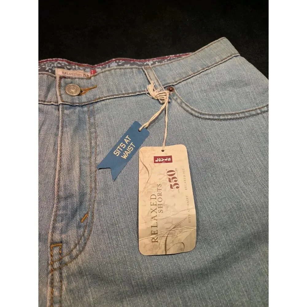 Levi's 550 Relaxed Bermuda Denim Shorts Women's 14 Blue Light Wash 5-Pocket